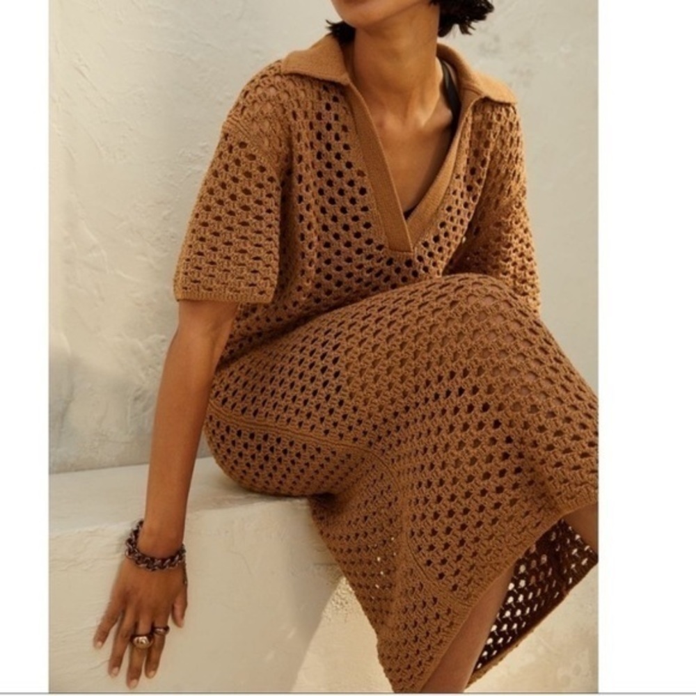 NWOT Brown Crocheted Dress - Picture 12 of 14